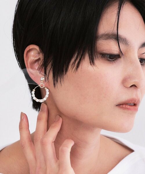 OPAQUE.CLIP / オペーク ドット クリップ ピアス・イヤリング | シェル調ビーズ×メタルフープピアス | 詳細6