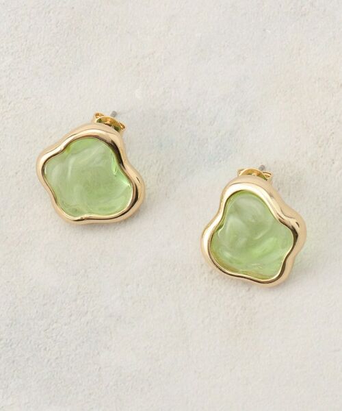 OPAQUE.CLIP / オペーク ドット クリップ ピアス・イヤリング | ニュアンスシェイプクリアカラーピアス（グリーン(022)）