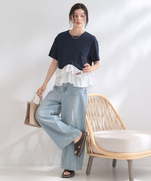 OPAQUE.CLIP / オペーク ドット クリップ Tシャツ | 裾フリルドッキングTシャツ【洗濯機OK】 | 詳細14