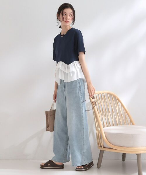OPAQUE.CLIP / オペーク ドット クリップ Tシャツ | 裾フリルドッキングTシャツ【洗濯機OK】 | 詳細15