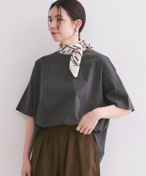 OPAQUE.CLIP / オペーク ドット クリップ Tシャツ | リラクシーカットソー【洗濯機OK】（チャコールグレー(014)）