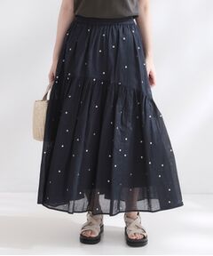 OPAQUE.CLIP / オペーク ドット クリップ ロング・マキシ丈スカート | ラメドット刺繍ティアードスカート【洗える】