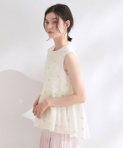 OPAQUE.CLIP / オペーク ドット クリップ シャツ・ブラウス | 《made in INDIA》ラメドット刺繍ペプラムブラウス【洗える】 | 詳細10