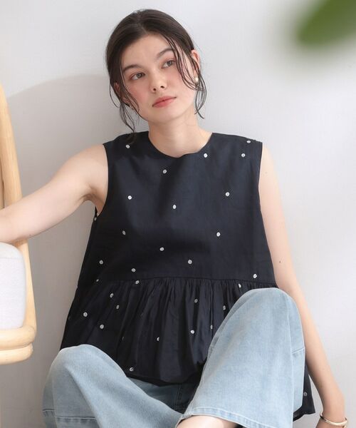 OPAQUE.CLIP / オペーク ドット クリップ シャツ・ブラウス | 《made in INDIA》ラメドット刺繍ペプラムブラウス【洗える】 | 詳細5