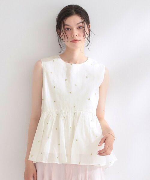 OPAQUE.CLIP / オペーク ドット クリップ シャツ・ブラウス | 《made in INDIA》ラメドット刺繍ペプラムブラウス【洗える】 | 詳細9