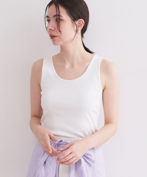 OPAQUE.CLIP / オペーク ドット クリップ キャミソール・チューブトップ | オーガニックコットン混 ベーシックリブタンクトップ【洗濯機OK】（ホワイト(001)）