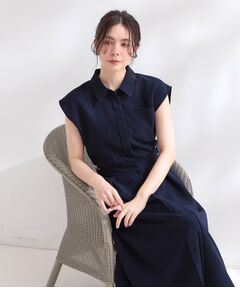 OPAQUE.CLIP / オペーク ドット クリップ ロング・マキシ丈ワンピース | 【接触冷感／吸水速乾／イージーアイロン／洗濯機OK】フレンチスリーブシャツワンピース