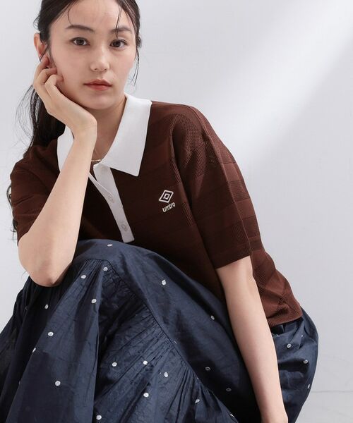 OPAQUE.CLIP / オペーク ドット クリップ ニット・セーター | ◆【umbro／アンブロ】メッシュボーダー配色ポロニット（ブラウン(044)）