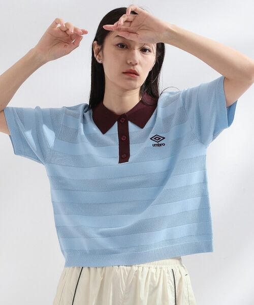 OPAQUE.CLIP / オペーク ドット クリップ ニット・セーター | ◆【umbro／アンブロ】メッシュボーダー配色ポロニット（ブルー(091)）