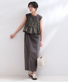 OPAQUE.CLIP / オペーク ドット クリップ ロング・マキシ丈ワンピース | 《ツインセット》カットソーワンピース×シャーリングビスチェ【洗濯機OK】