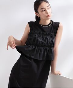 OPAQUE.CLIP / オペーク ドット クリップ ロング・マキシ丈ワンピース | 《ツインセット》カットソーワンピース×シャーリングビスチェ【洗濯機OK】
