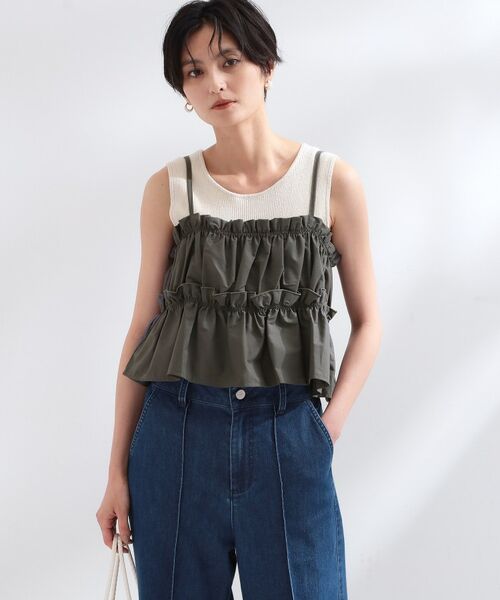 OPAQUE.CLIP / オペーク ドット クリップ ロング・マキシ丈ワンピース | 《ツインセット》カットソーワンピース×シャーリングビスチェ【洗濯機OK】 | 詳細3