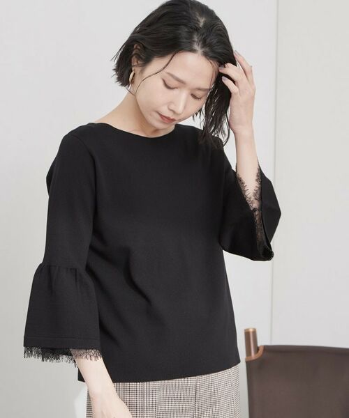 OPAQUE.CLIP / オペーク ドット クリップ ニット・セーター | 【UVケア/遮熱性】フレアスリーブニット/袖口レースアソート《洗濯機OK》 | 詳細26