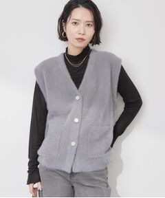フェザーヤーンニットベスト【洗濯機OK】
