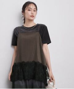 OPAQUE.CLIP / オペーク ドット クリップ シャツ・ブラウス | 裾レース マットサテンキャミ【洗濯機OK】