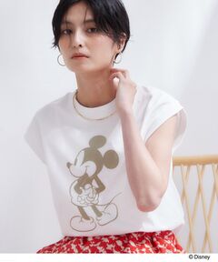 OPAQUE.CLIP / オペーク ドット クリップ カットソー | 「Mickey Mouse」フロッキープリント フレンチスリーブTシャツ《洗濯機OK》