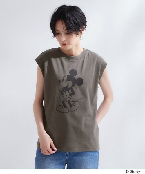 OPAQUE.CLIP / オペーク ドット クリップ カットソー | 「Mickey Mouse」フロッキープリント フレンチスリーブTシャツ《洗濯機OK》 | 詳細13