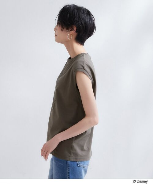 OPAQUE.CLIP / オペーク ドット クリップ カットソー | 「Mickey Mouse」フロッキープリント フレンチスリーブTシャツ《洗濯機OK》 | 詳細14
