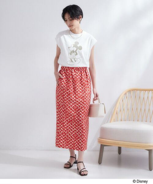 OPAQUE.CLIP / オペーク ドット クリップ カットソー | 「Mickey Mouse」フロッキープリント フレンチスリーブTシャツ《洗濯機OK》 | 詳細2