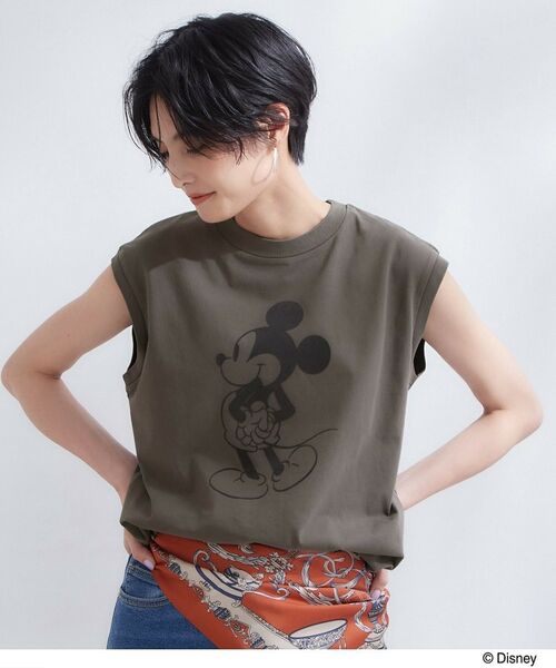 OPAQUE.CLIP / オペーク ドット クリップ カットソー | 「Mickey Mouse」フロッキープリント フレンチスリーブTシャツ《洗濯機OK》 | 詳細5