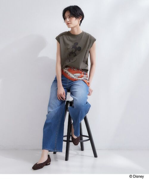 OPAQUE.CLIP / オペーク ドット クリップ カットソー | 「Mickey Mouse」フロッキープリント フレンチスリーブTシャツ《洗濯機OK》 | 詳細6