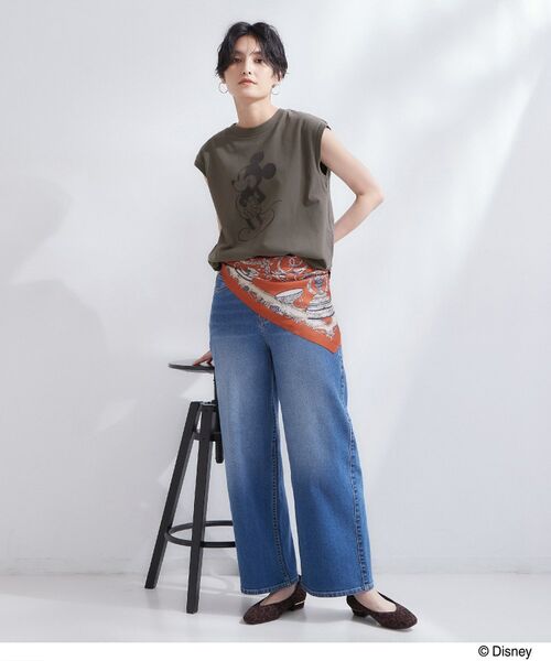 OPAQUE.CLIP / オペーク ドット クリップ カットソー | 「Mickey Mouse」フロッキープリント フレンチスリーブTシャツ《洗濯機OK》 | 詳細7