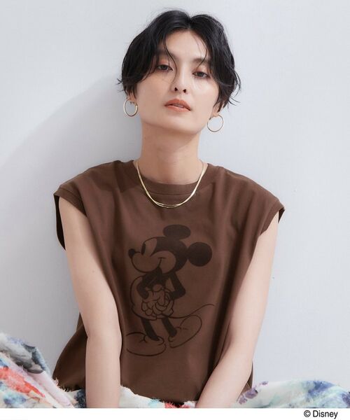 OPAQUE.CLIP / オペーク ドット クリップ カットソー | 「Mickey Mouse」フロッキープリント フレンチスリーブTシャツ《洗濯機OK》 | 詳細9