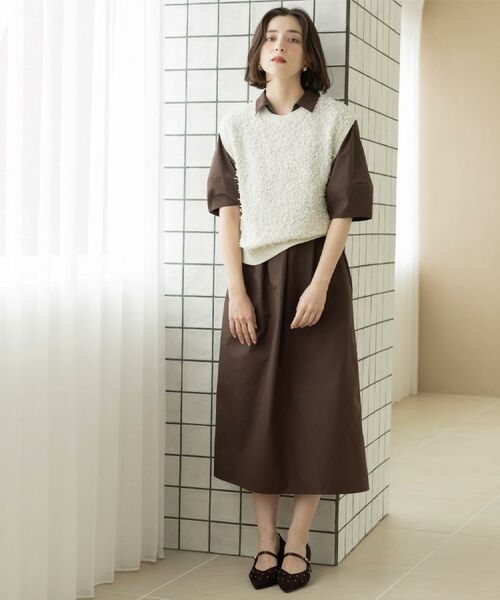 OPAQUE.CLIP / オペーク ドット クリップ ロング・マキシ丈ワンピース | スキッパーシャツワンピース【洗濯機OK】(ブラウン(044))