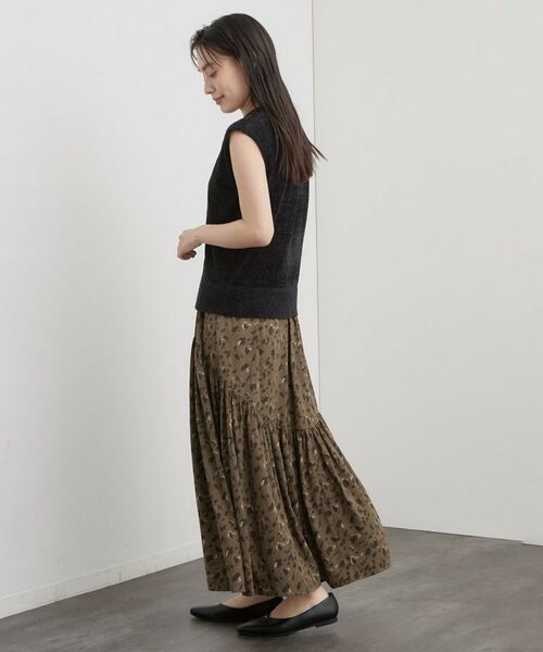 OPAQUE.CLIP / オペーク ドット クリップ ロング・マキシ丈スカート | レオパード柄ギャザースカート【洗濯機OK】 | 詳細7