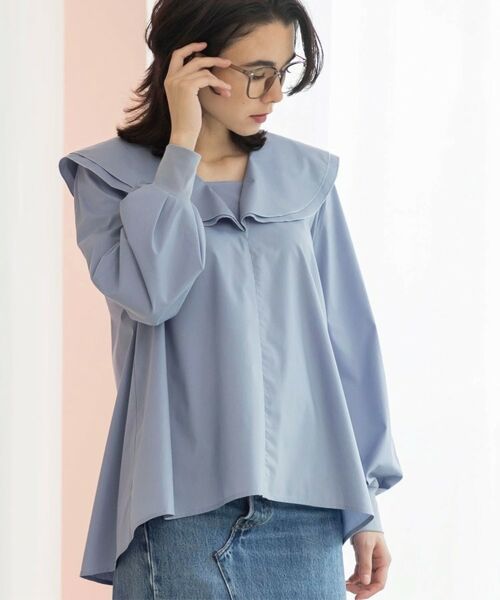 OPAQUE.CLIP / オペーク ドット クリップ シャツ・ブラウス | セーラーカラーシャツブラウス【洗える】(サックスブルー(090))