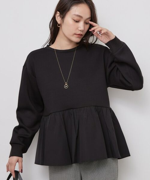 OPAQUE.CLIP / オペーク ドット クリップ カットソー | ダンボールペプラムドッキングトップス【洗濯機OK】(ブラック(019))