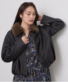 OPAQUE.CLIP / オペーク ドット クリップ レザーブルゾン・ジャケット | フェイクファー衿付き マットレザー調ブルゾン【洗える】