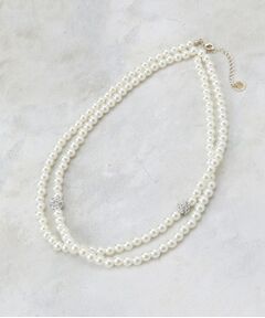 2WAYフェイクパールxロンデルビジューロングネックレス
