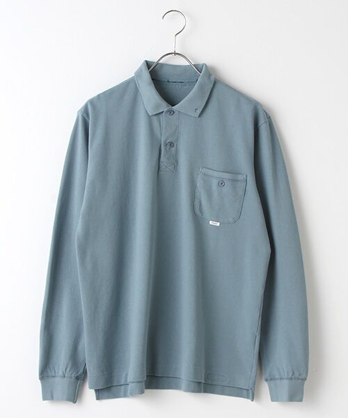 PAPAS / パパス ポロシャツ | 定番ポロシャツ（長袖）（スモークサックスブルー）