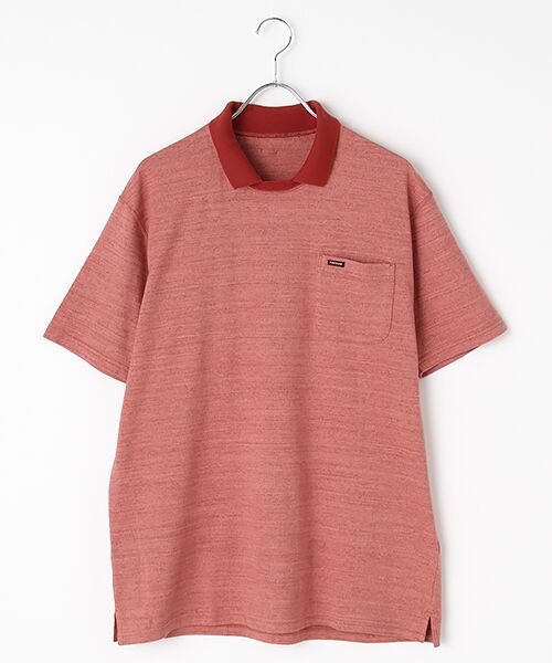 PAPAS/パパス スペック染め天竺 襟付きTシャツ アカ系 LL PAPAS/パパス スペック染め天竺 襟付きTシャツ アカ系 LL