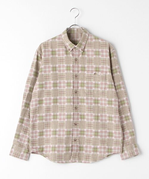 PAPAS / パパス シャツ・ブラウス | パッチワークチェックネルシャツ（ラベンダ－×ピンク）