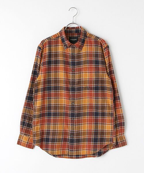PAPAS / パパス シャツ・ブラウス | <CANCLINI>コットンメランジネル起毛チェックシャツ（オレンジ×ブラウン）