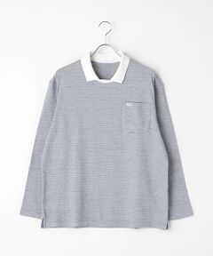 PAPAS / パパス Tシャツ | 天竺ボーダー襟付きTシャツ