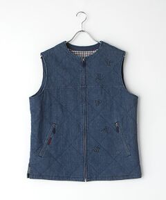 定価5.5万 タグ付 極美品 Papas パッチワーク 麻 リネン ベスト L SALE】リネンプリントベスト【HAWAIIAN STAMP】（MENアウター