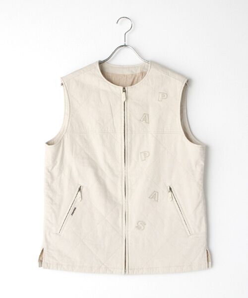 PAPAS/パパス モンサンミッシェルデニム キルティングベスト アイボリー M PAPAS/パパス モンサンミッシェルデニム キルティングベスト アイボリー M