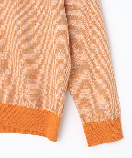 PAPAS / パパス ニット・セーター | メランジリネン天竺ボーダー14G クルーネックセーター | 詳細3