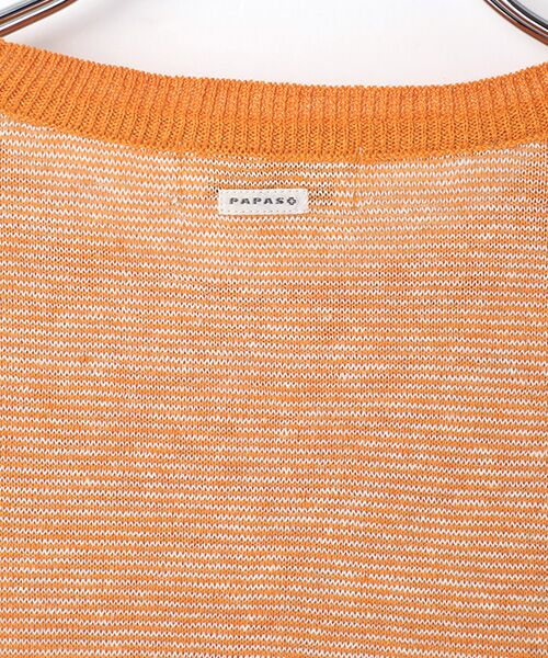 PAPAS / パパス ニット・セーター | メランジリネン天竺ボーダー14G クルーネックセーター | 詳細4