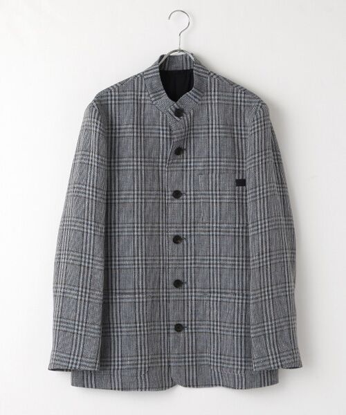 PAPAS/パパス リネン/ウールからみチェックツイードブルゾン ネイビー系 M