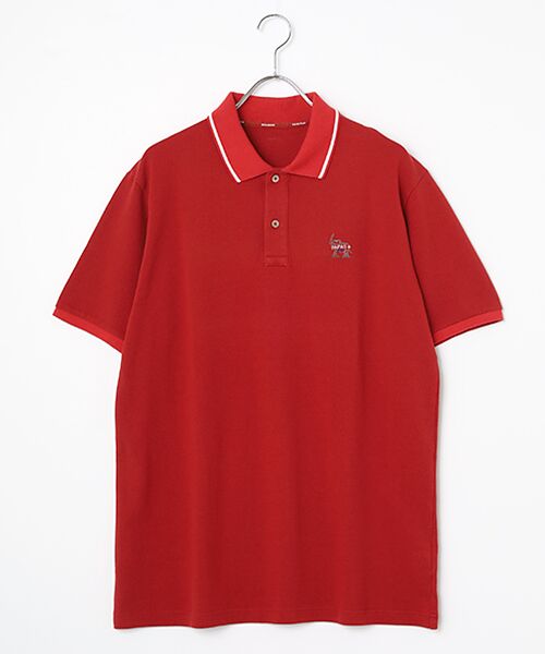 PAPAS / パパス ポロシャツ | インド綿鹿の子ポロシャツ【ゾウ】（アカ）