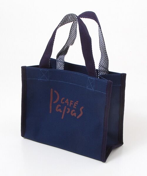 PAPAS / パパス ハンドバッグ | PapasCaféロゴキャンバスバッグ（ネイビー）