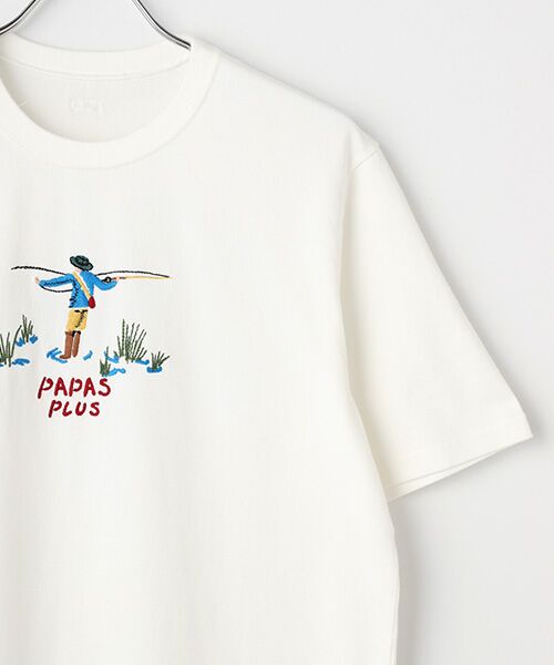 PAPAS / パパス Tシャツ | 30/2天竺刺繍Tシャツ【フライフィッシング】 | 詳細2