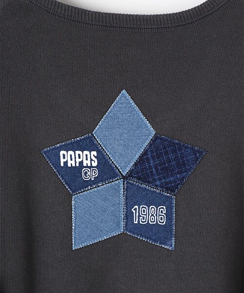 PAPAS / パパス Tシャツ | デニムアップリケTシャツ | 詳細3