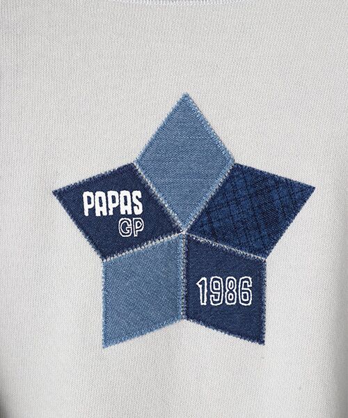 PAPAS / パパス Tシャツ | デニムアップリケTシャツ | 詳細12