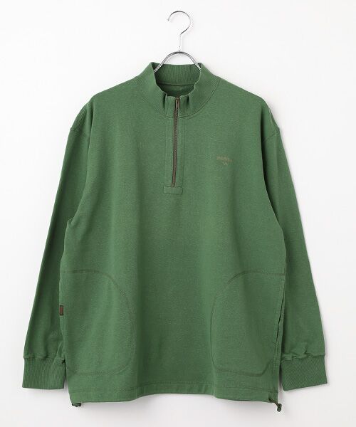 PAPAS / パパス スウェット | ストレッチ裏毛ハーフジップトレーナー（グリーン）
