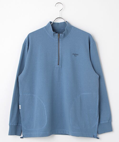 PAPAS / パパス スウェット | ストレッチ裏毛ハーフジップトレーナー（ブルー）